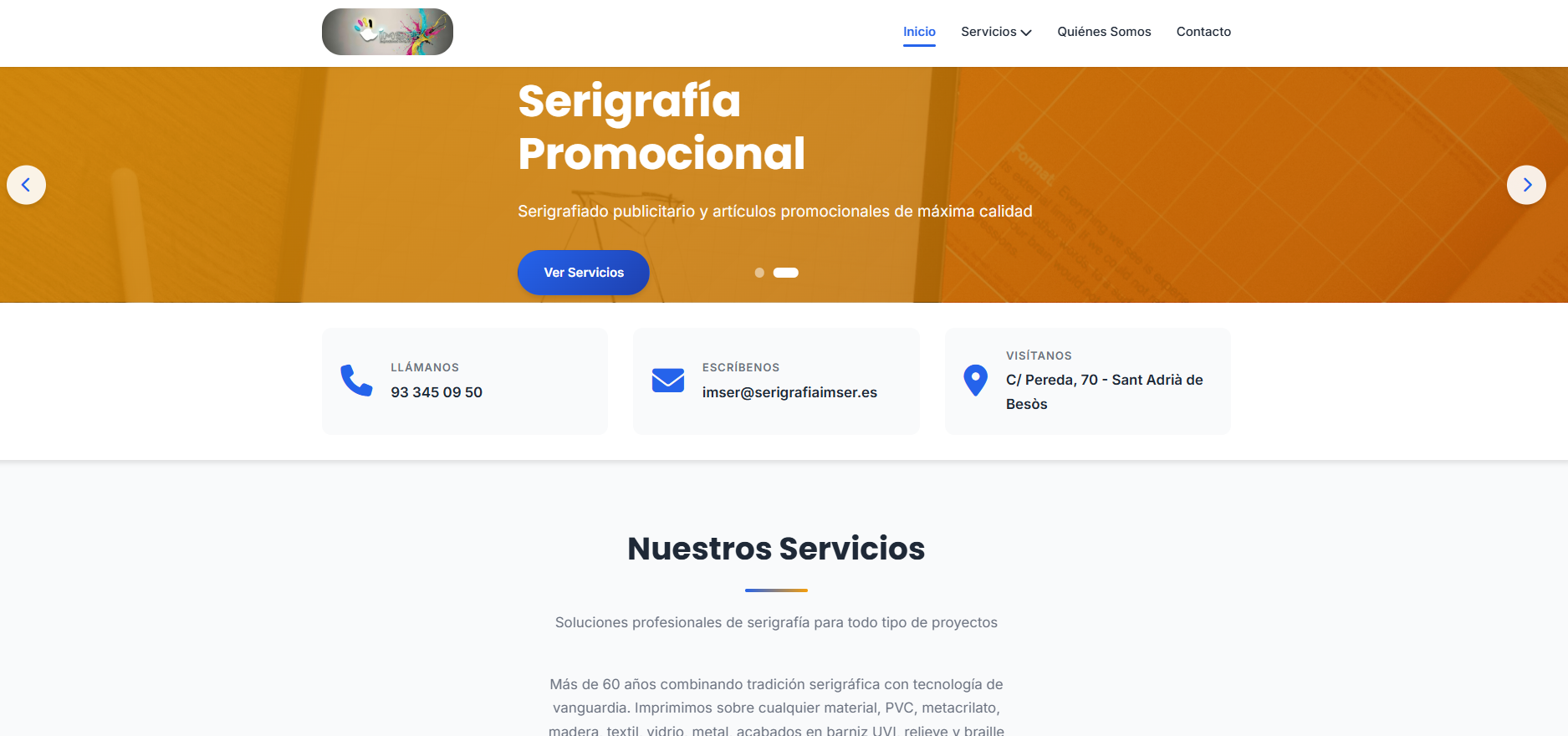 IMSER — Web corporativa de serigrafía